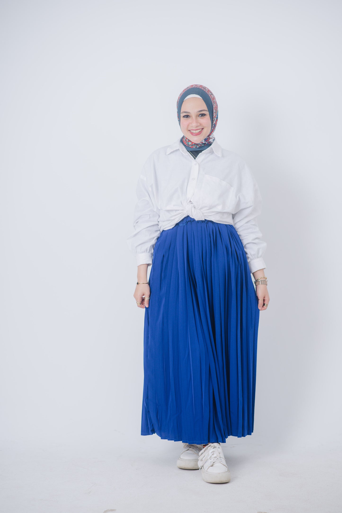Blue Pleated Skirt