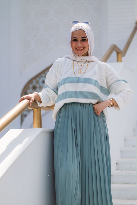 Mint Green Pleated Skirt