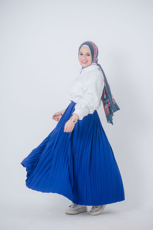 Blue Pleated Skirt